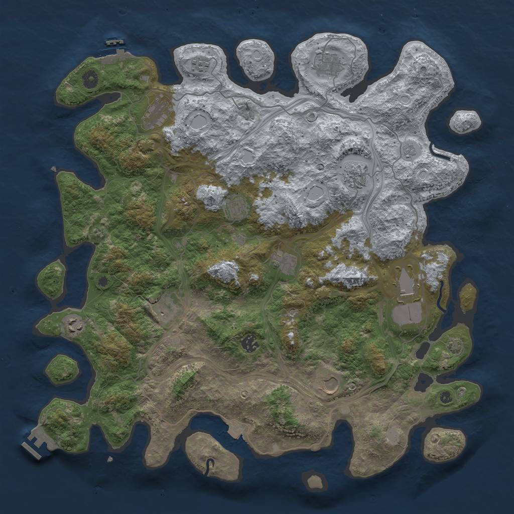 Rust Map: Procedural Map, Size: 4500, Seed: 1031084446, 19 Monuments