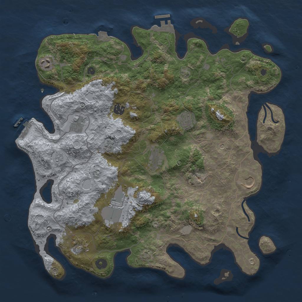 Rust Map: Procedural Map, Size: 4000, Seed: 698069537, 17 Monuments