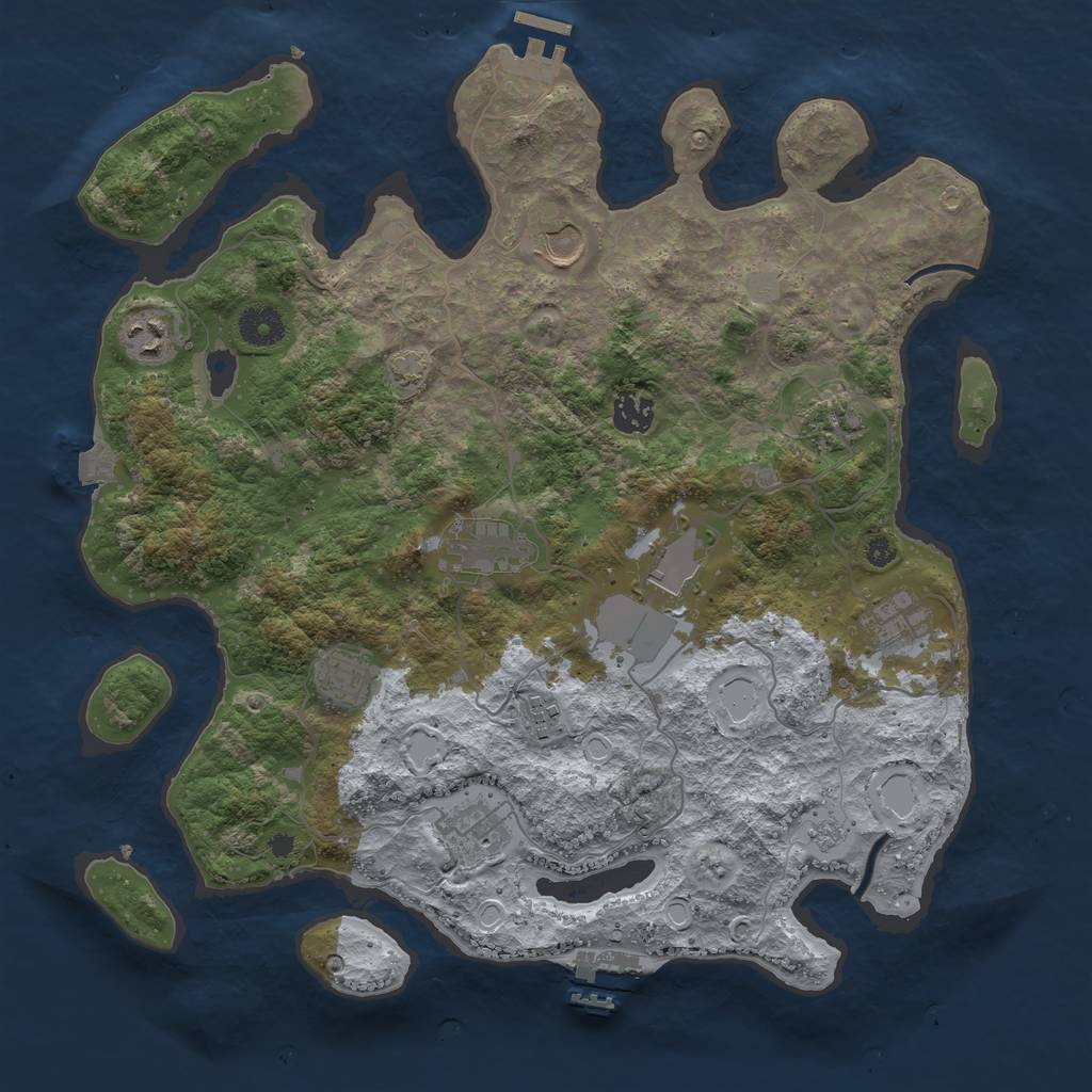 Rust Map: Procedural Map, Size: 3800, Seed: 315951247, 17 Monuments