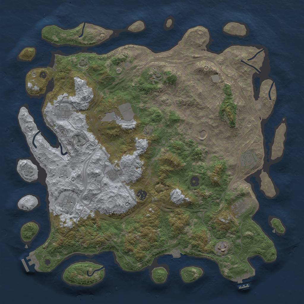 Rust Map: Procedural Map, Size: 4500, Seed: 660378600, 19 Monuments