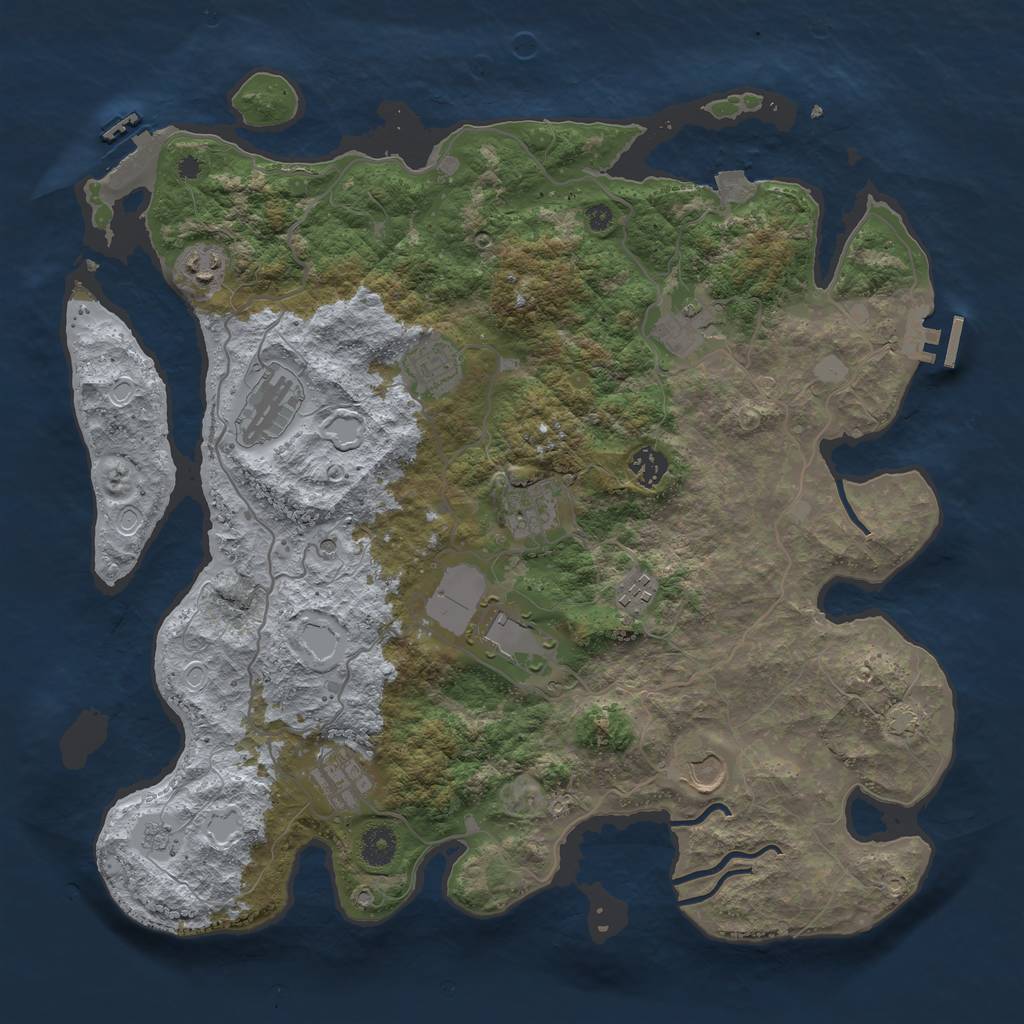 Rust Map: Procedural Map, Size: 4000, Seed: 719878990, 18 Monuments