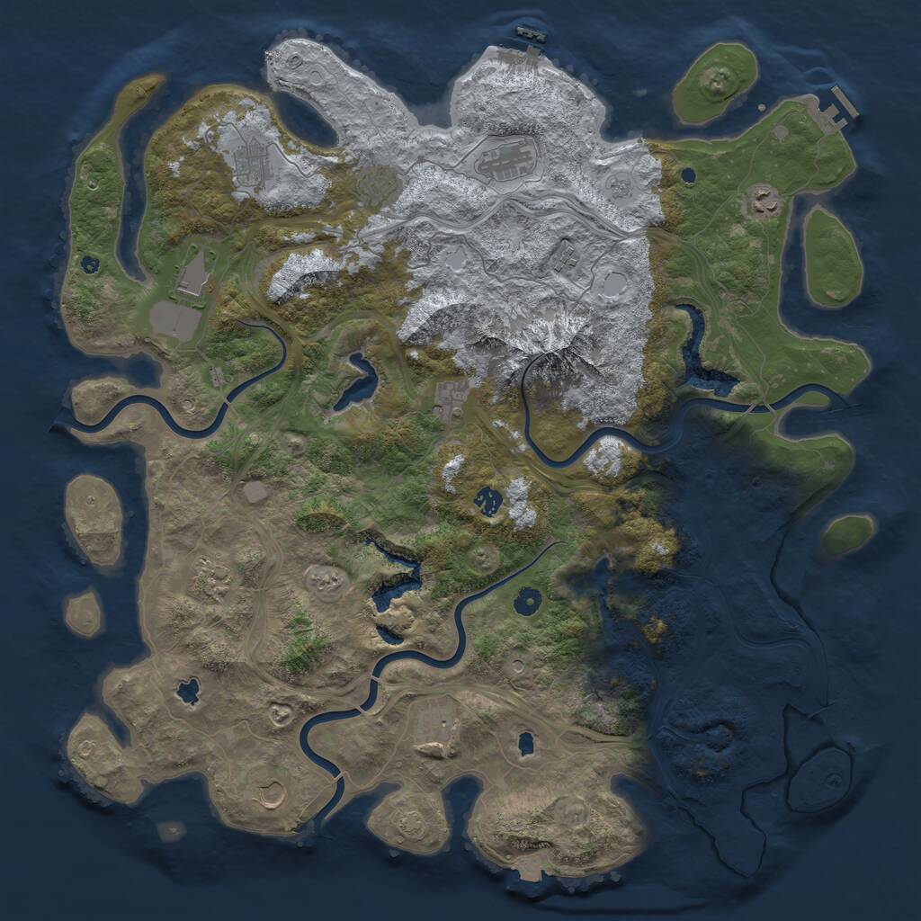 Rust Map: Procedural Map, Size: 5000, Seed: 2108966398, 17 Monuments