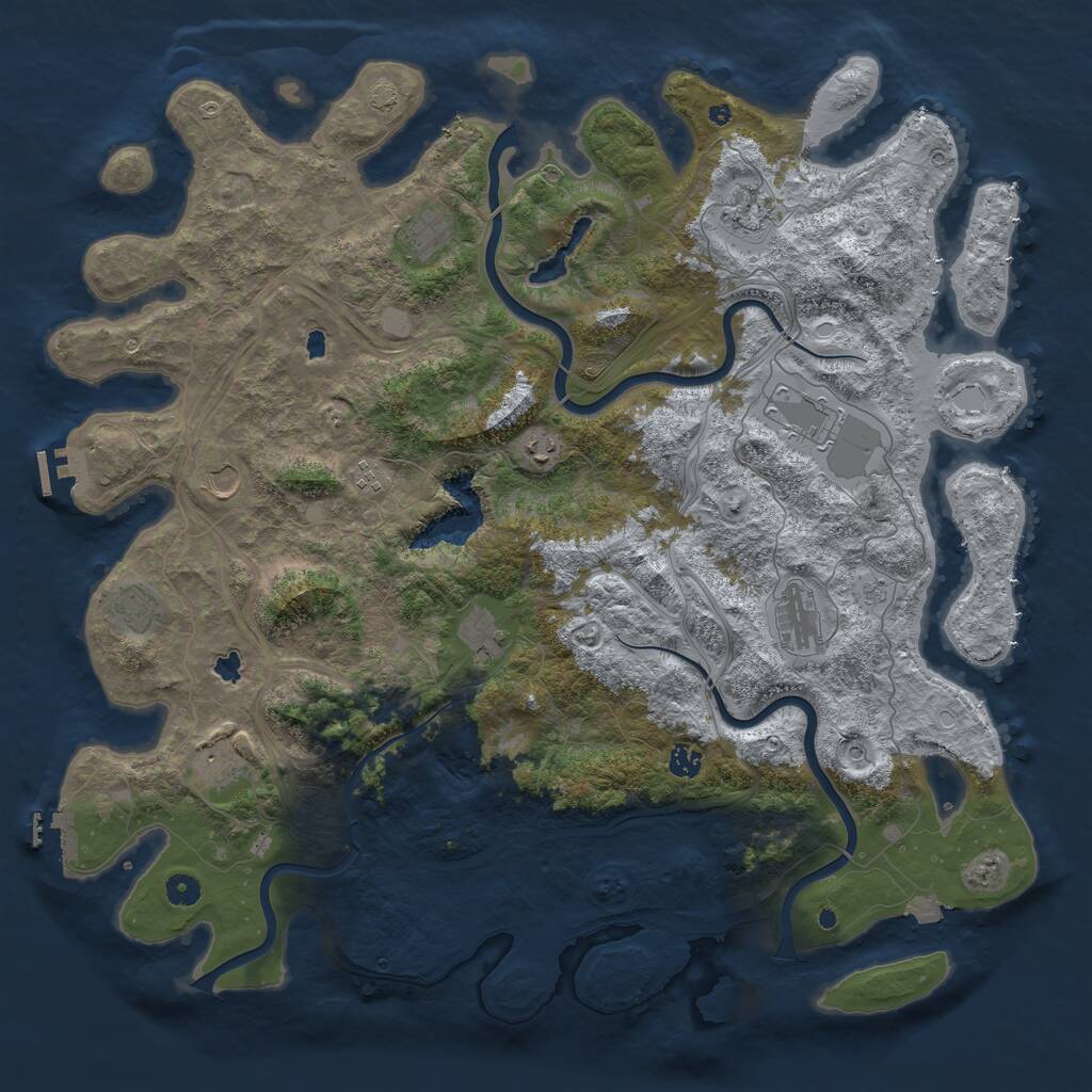 Rust Map: Procedural Map, Size: 4900, Seed: 12966, 17 Monuments