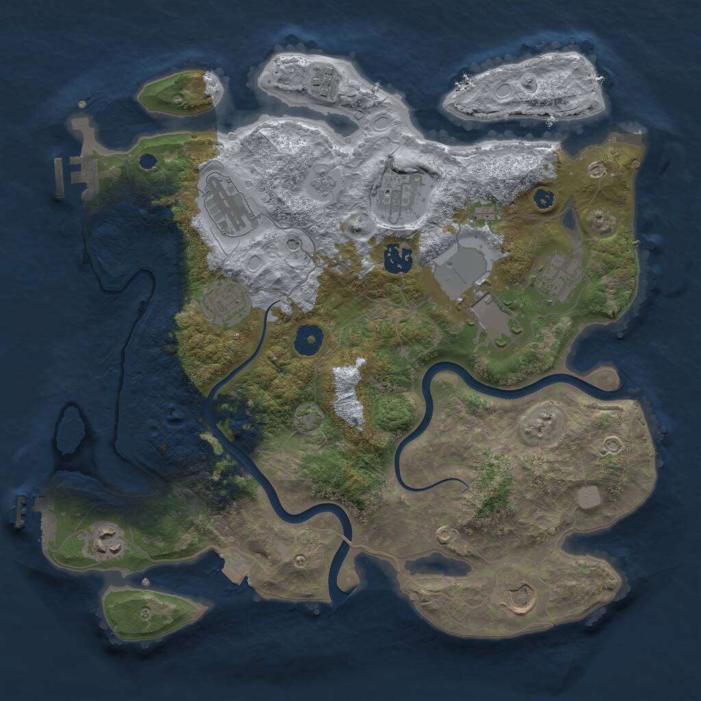 Rust Map: Procedural Map, Size: 3500, Seed: 630990509, 15 Monuments