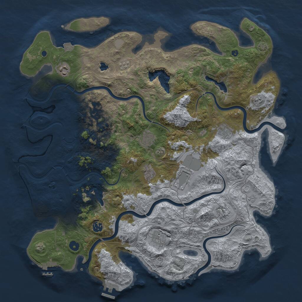 Rust Map: Procedural Map, Size: 4500, Seed: 358055072, 16 Monuments