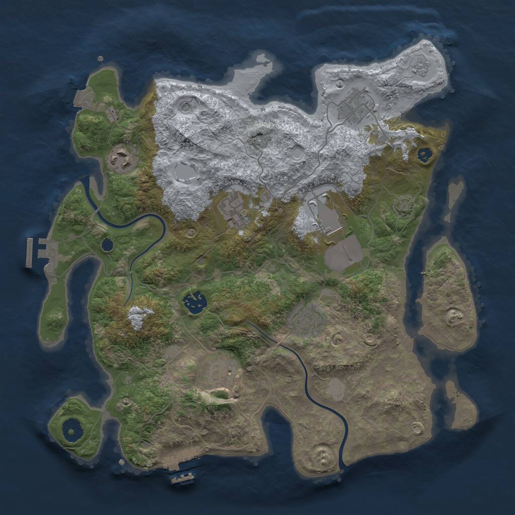 Rust Map: Procedural Map, Size: 3500, Seed: 1867181499, 13 Monuments