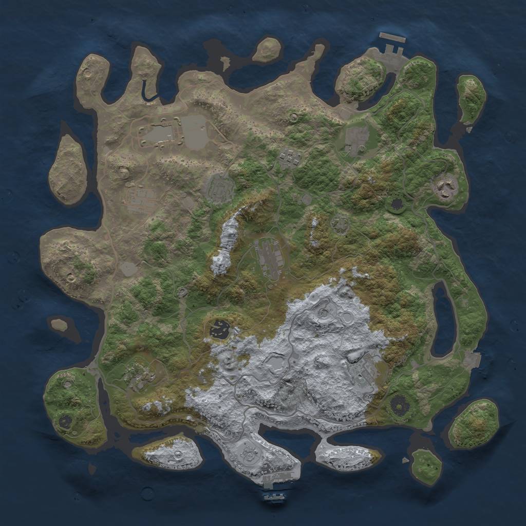 Rust Map: Procedural Map, Size: 4000, Seed: 1424179159, 18 Monuments