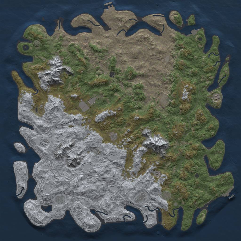 Rust Map: Procedural Map, Size: 6000, Seed: 265114885, 19 Monuments