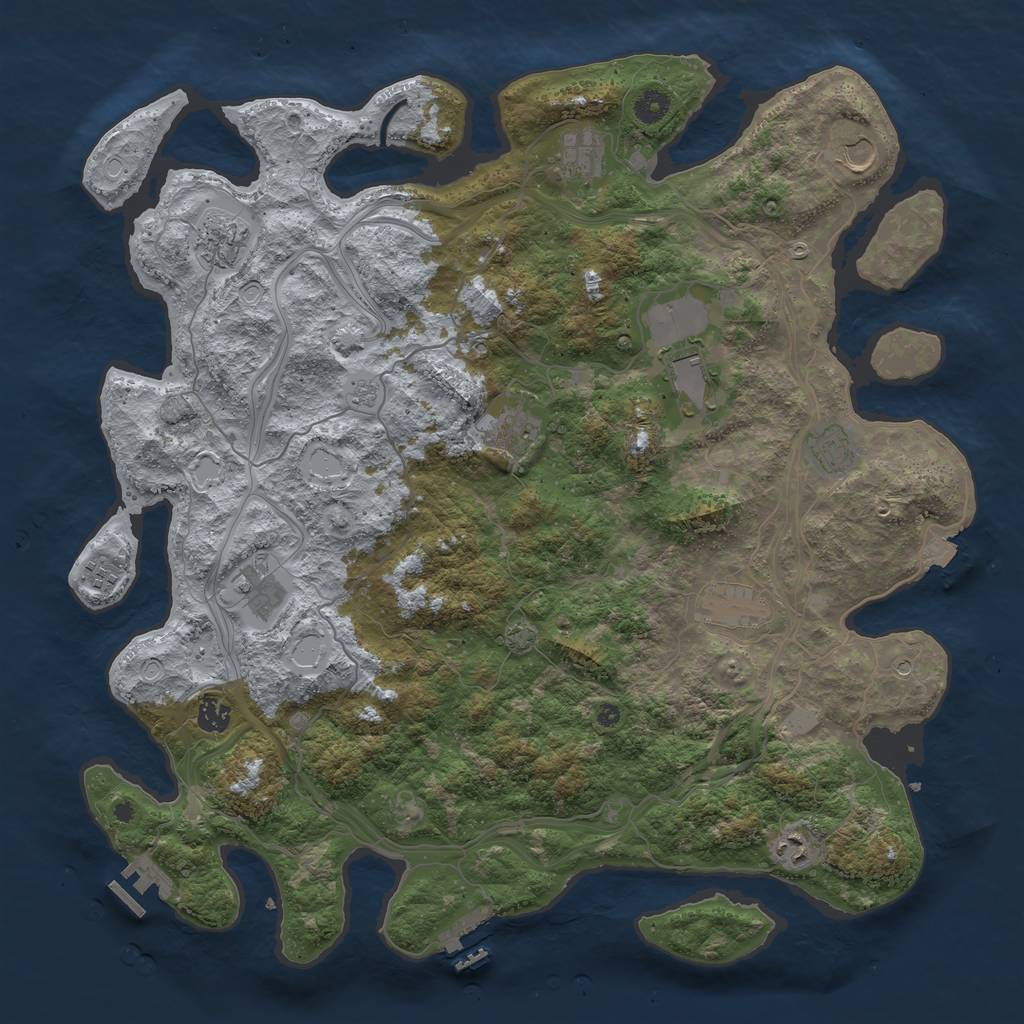 Rust Map: Procedural Map, Size: 4500, Seed: 483482483, 19 Monuments