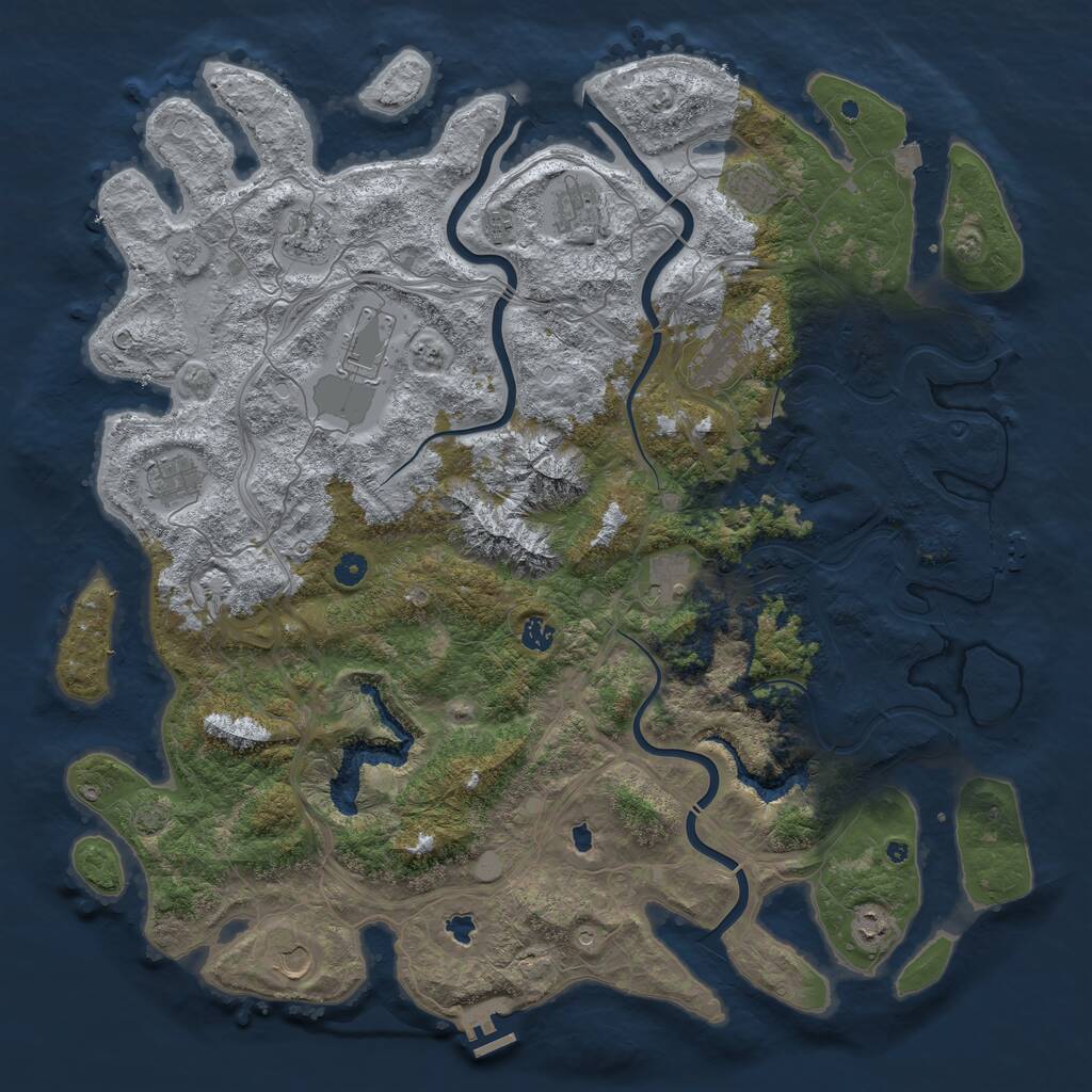 Rust Map: Procedural Map, Size: 5000, Seed: 1072604326, 17 Monuments