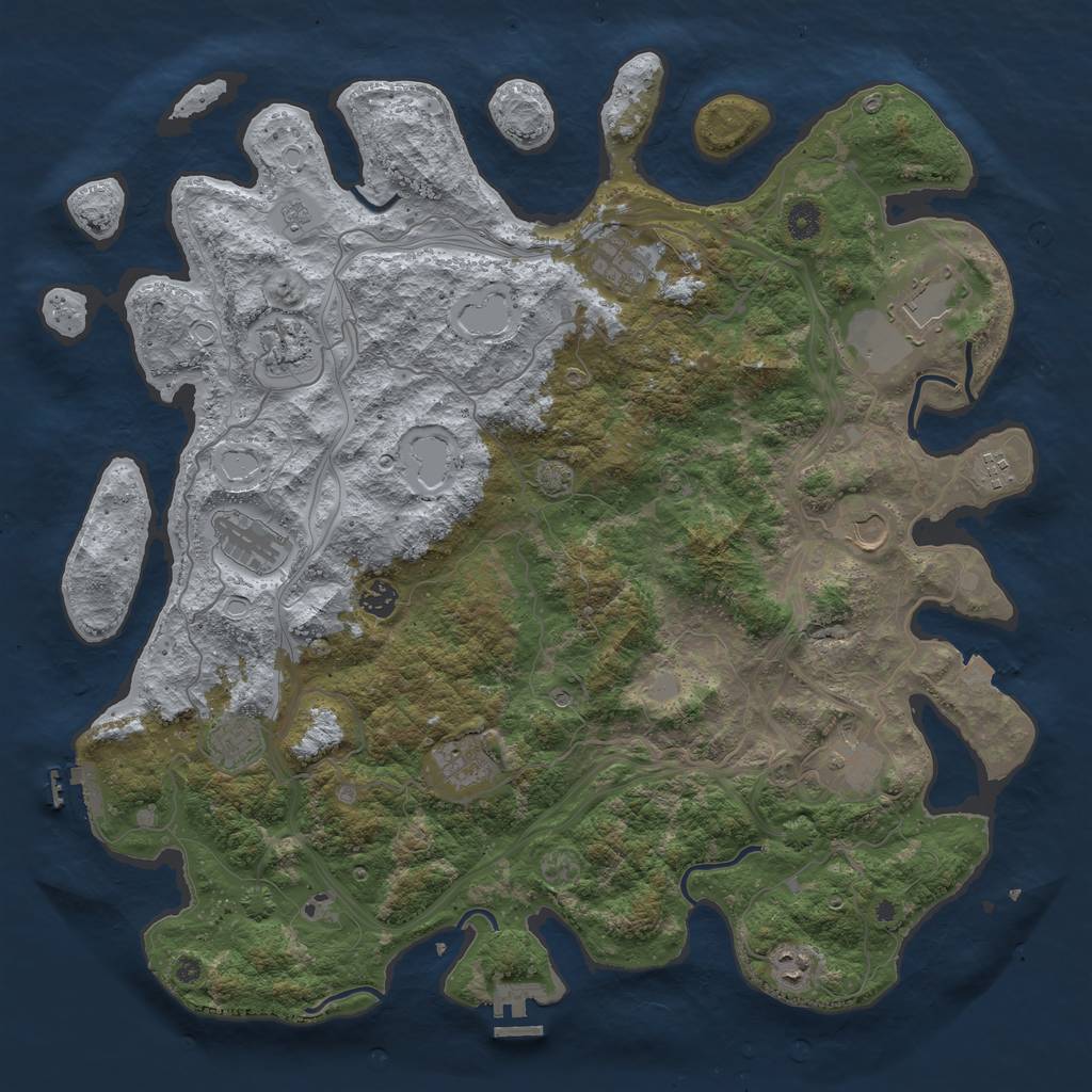 Rust Map: Procedural Map, Size: 4500, Seed: 676068184, 19 Monuments