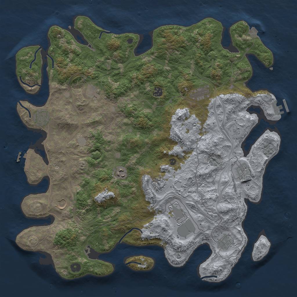 Rust Map: Procedural Map, Size: 4500, Seed: 877129805, 19 Monuments