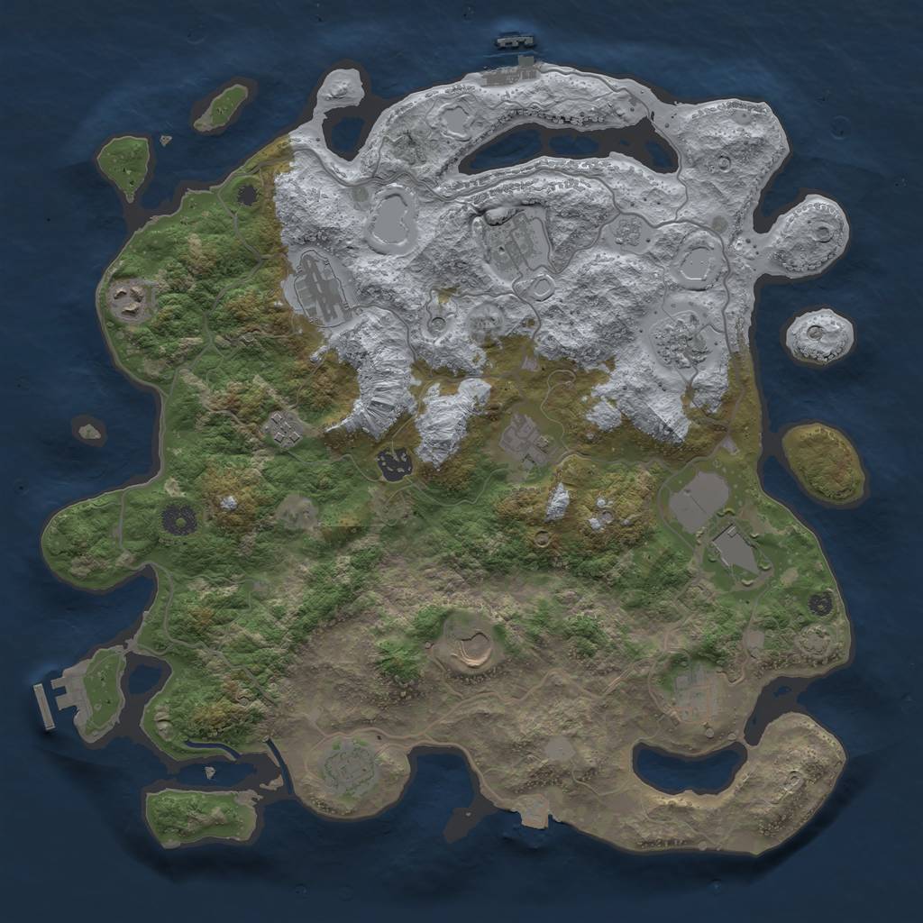 Rust Map: Procedural Map, Size: 4000, Seed: 1110967282, 19 Monuments