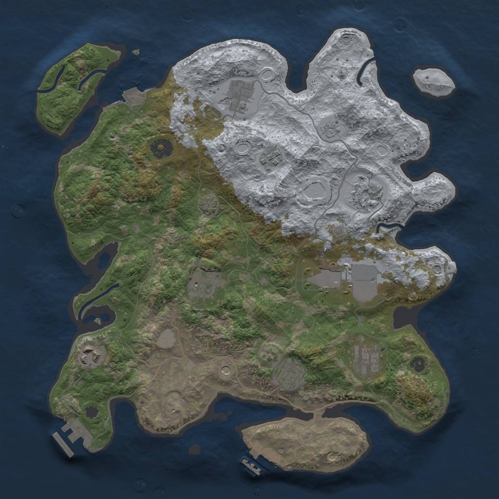 Rust Map: Procedural Map, Size: 3500, Seed: 616019104, 16 Monuments