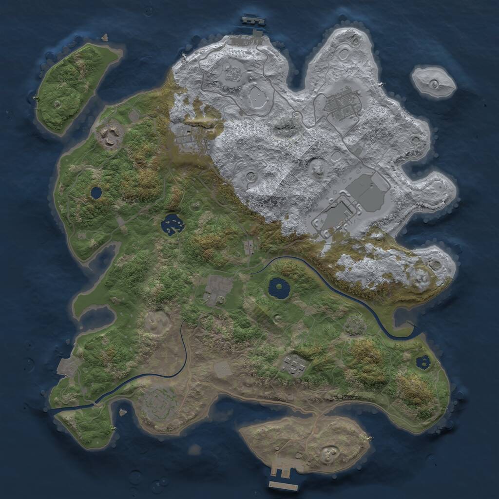 Rust Map: Procedural Map, Size: 3500, Seed: 616019104, 14 Monuments