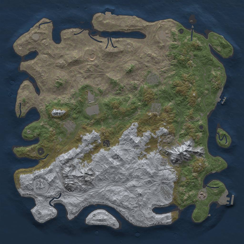 Rust Map: Procedural Map, Size: 5000, Seed: 2137946594, 19 Monuments