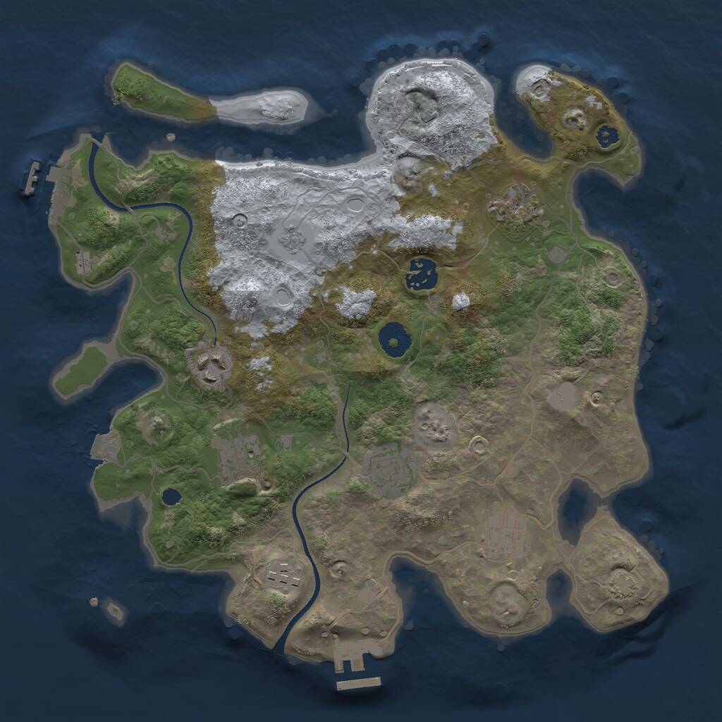 Rust Map: Procedural Map, Size: 3300, Seed: 844867238, 12 Monuments