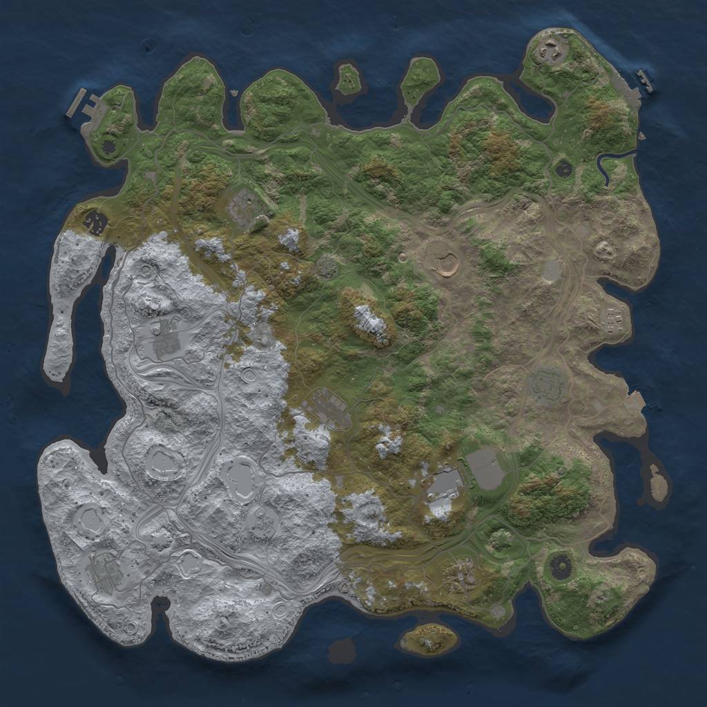 Rust Map: Procedural Map, Size: 4500, Seed: 364597338, 19 Monuments