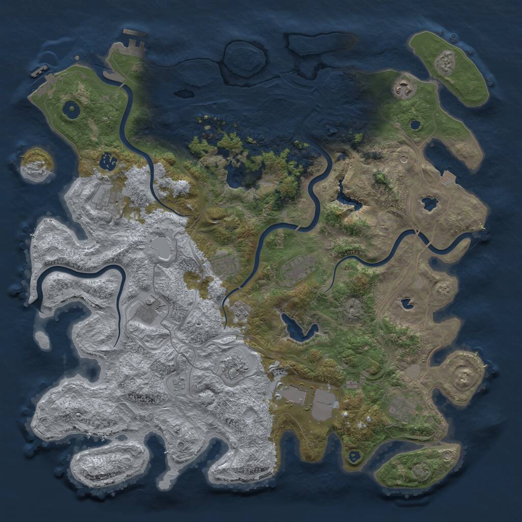 Rust Map: Procedural Map, Size: 4500, Seed: 1474110720, 16 Monuments