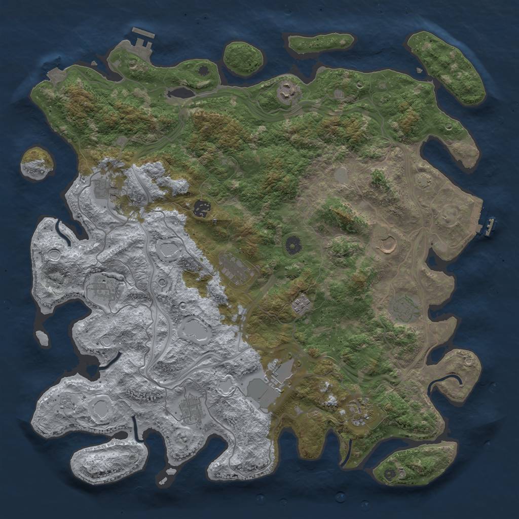 Rust Map: Procedural Map, Size: 4500, Seed: 1474110720, 19 Monuments