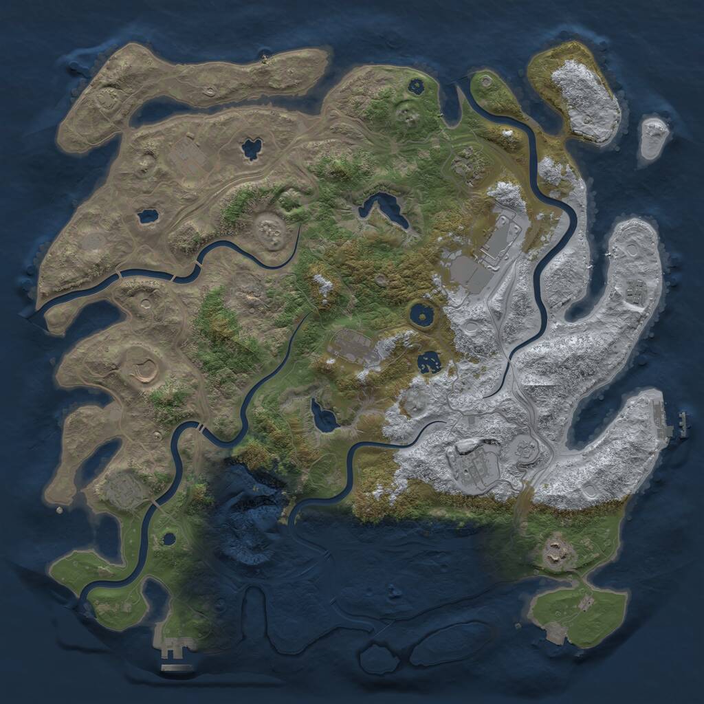 Rust Map: Procedural Map, Size: 4500, Seed: 529228417, 16 Monuments