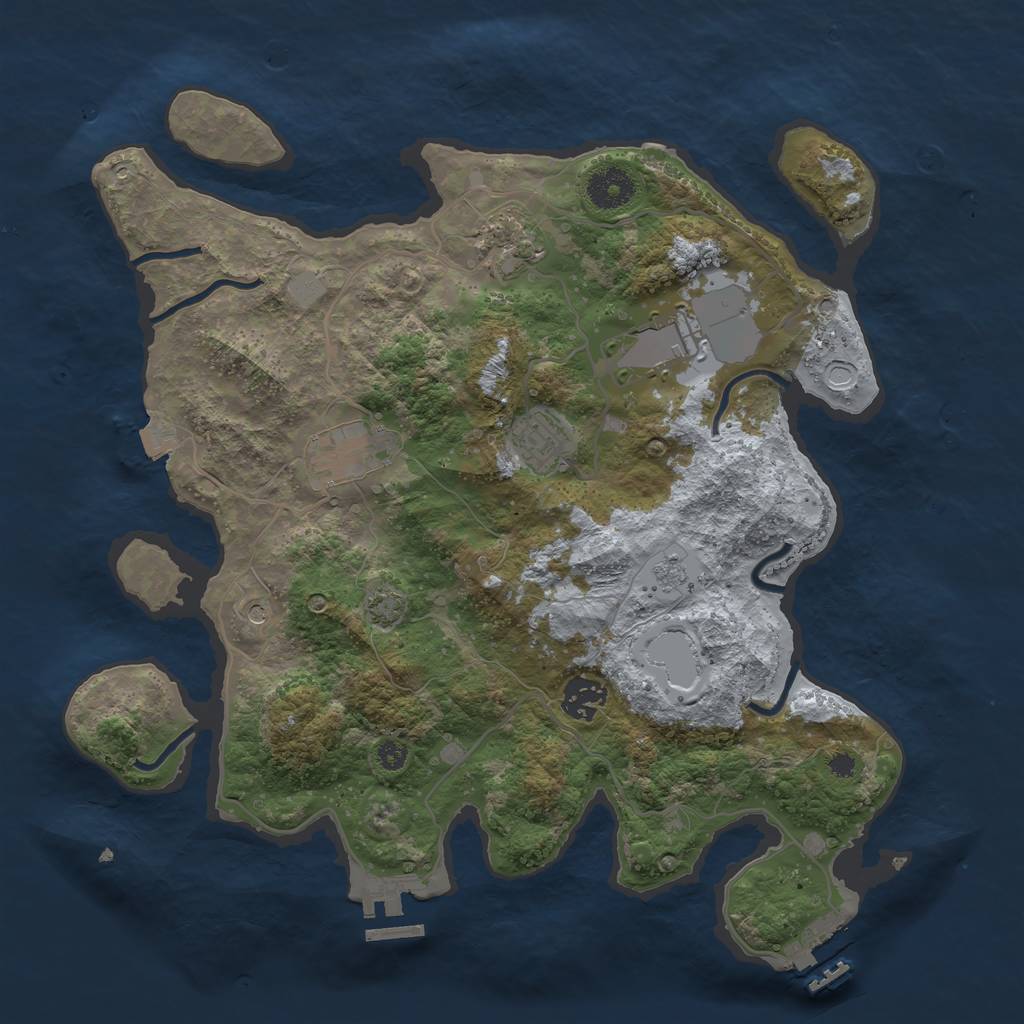 Rust Map: Procedural Map, Size: 3500, Seed: 1297427249, 13 Monuments