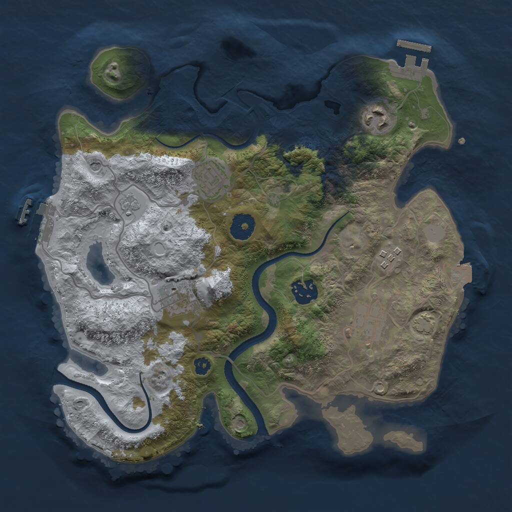 Rust Map: Procedural Map, Size: 3000, Seed: 1923179816, 12 Monuments