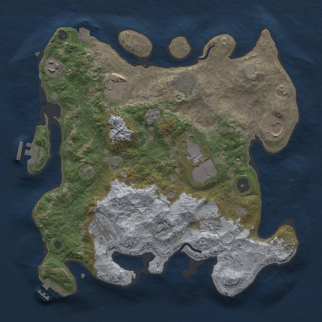 Rust Map: Procedural Map, Size: 3500, Seed: 24394345, 16 Monuments