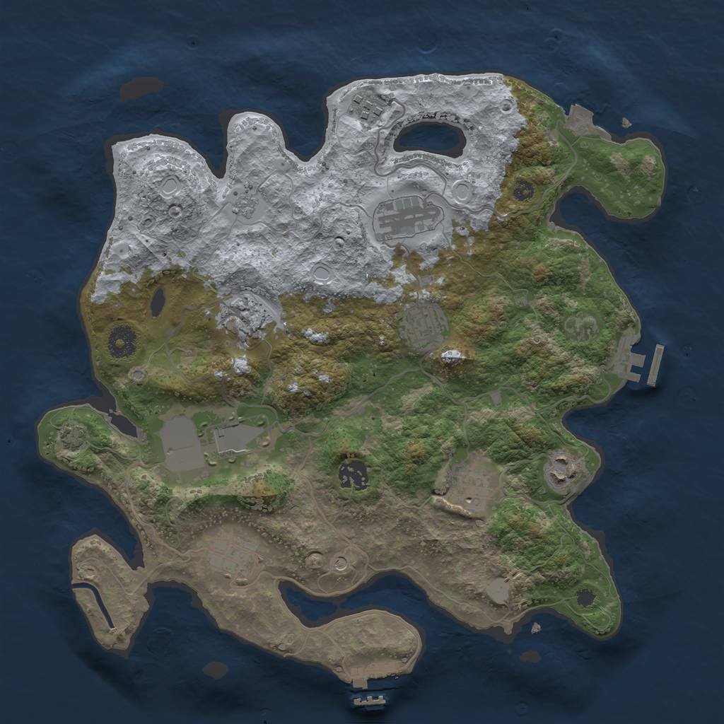 Rust Map: Procedural Map, Size: 3500, Seed: 492058558, 17 Monuments