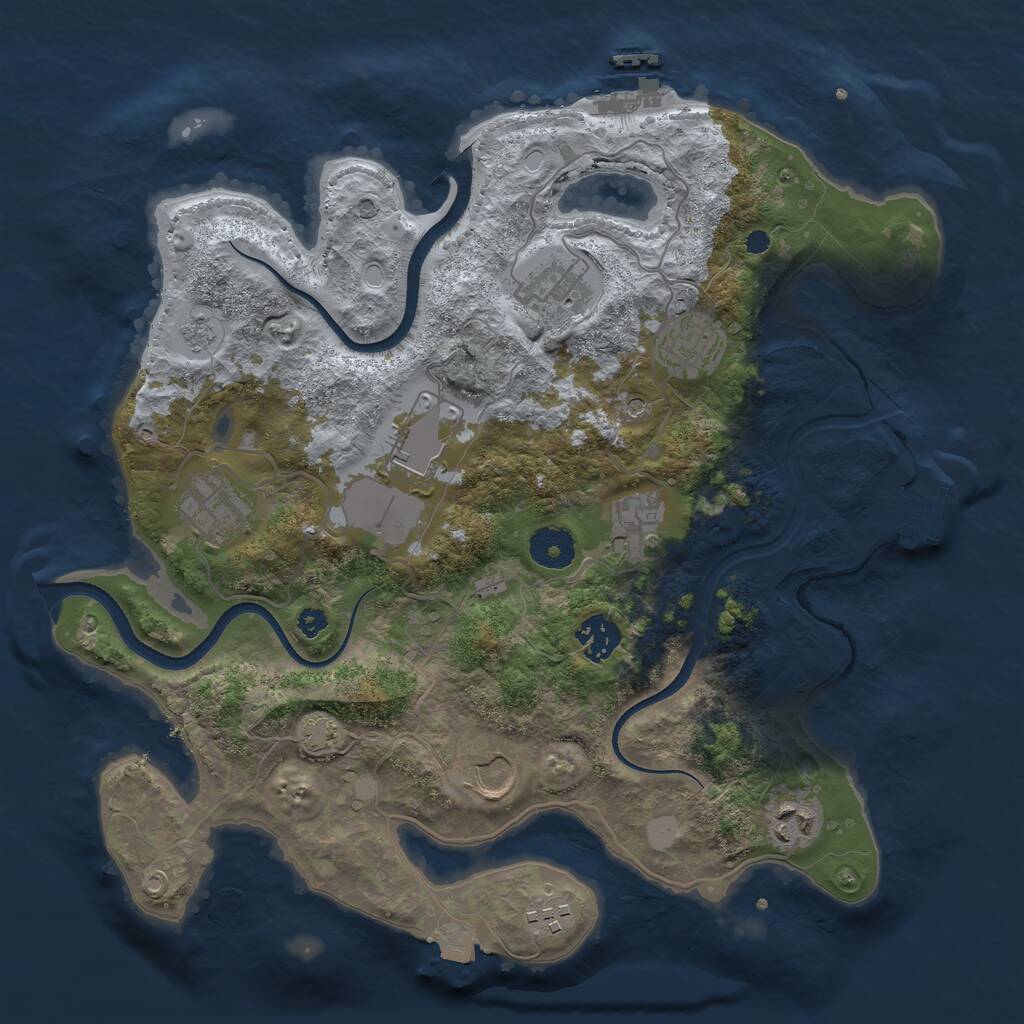 Rust Map: Procedural Map, Size: 3500, Seed: 492058558, 15 Monuments