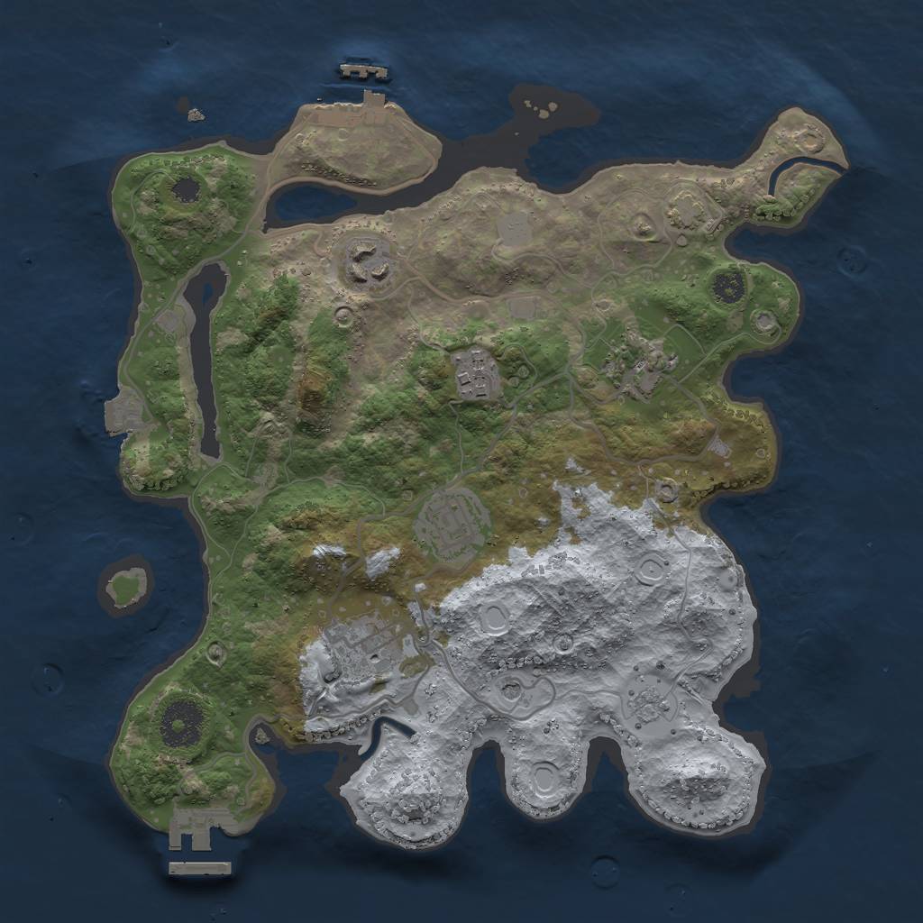 Rust Map: Procedural Map, Size: 3000, Seed: 598717728, 13 Monuments