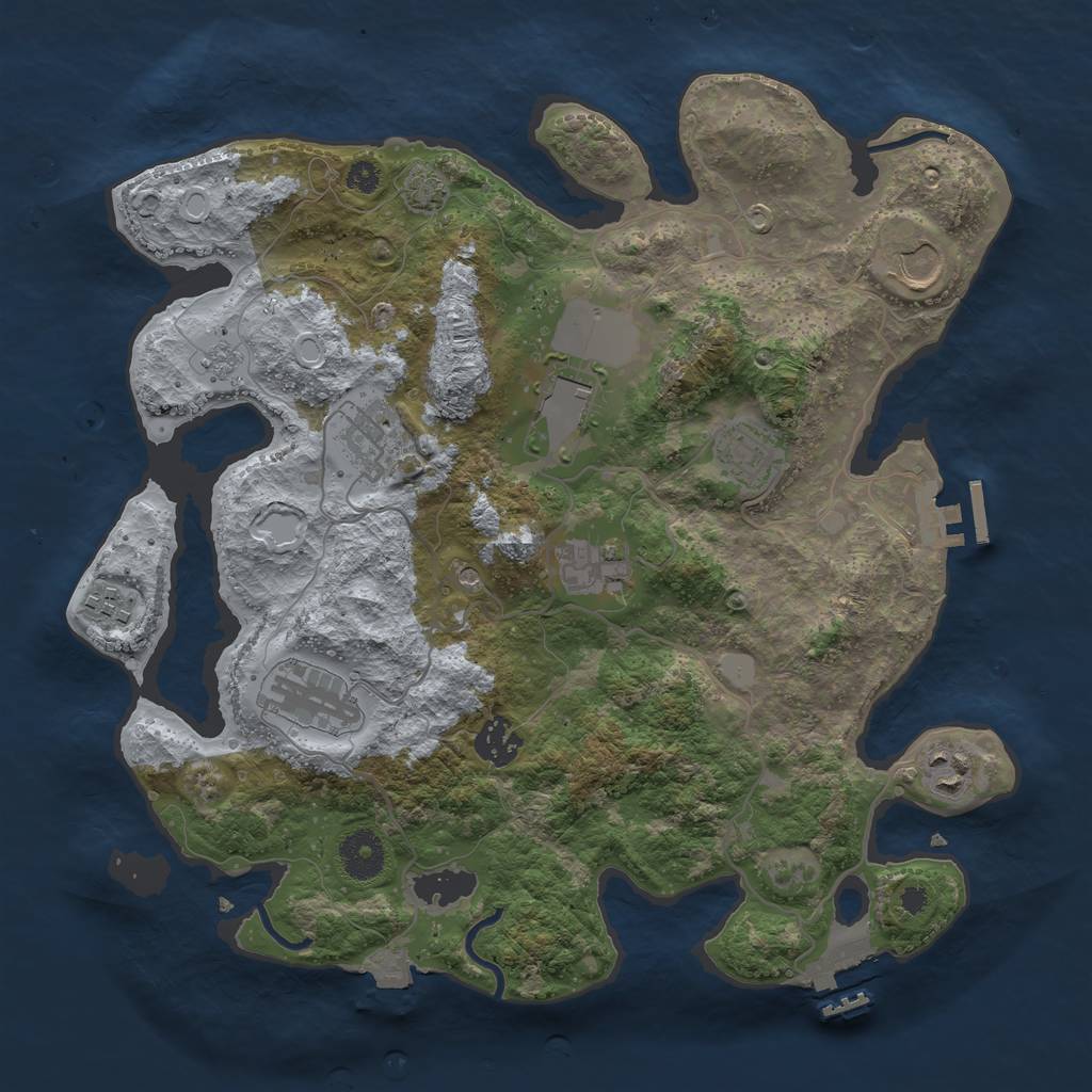 Rust Map: Procedural Map, Size: 3500, Seed: 77091933, 17 Monuments