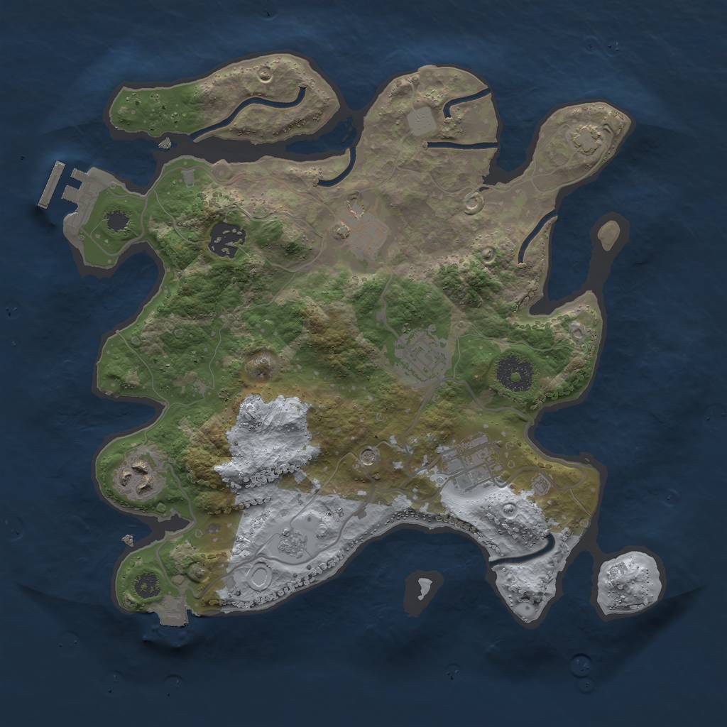 Rust Map: Procedural Map, Size: 3000, Seed: 34825, 12 Monuments