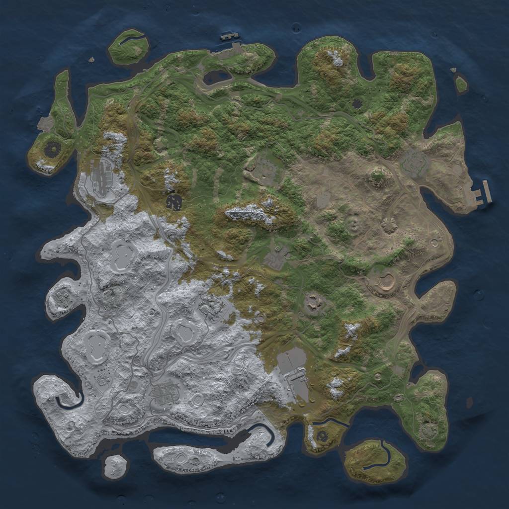 Rust Map: Procedural Map, Size: 4500, Seed: 1709770199, 19 Monuments