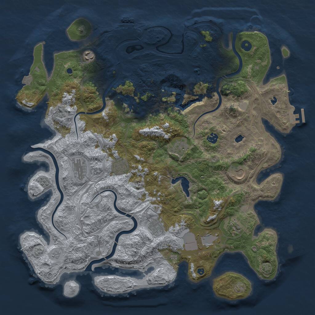 Rust Map: Procedural Map, Size: 4500, Seed: 1709770199, 16 Monuments