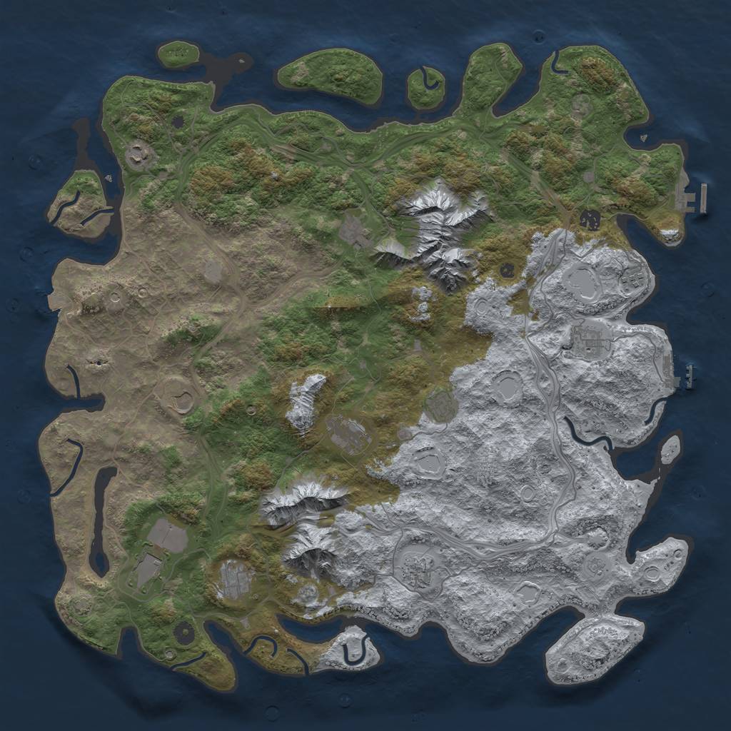 Rust Map: Procedural Map, Size: 5000, Seed: 1355228350, 19 Monuments