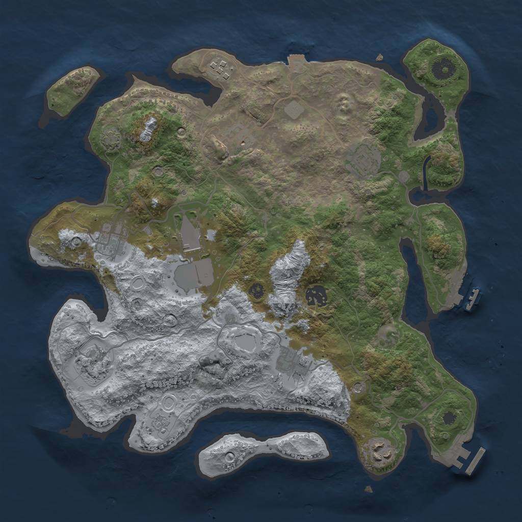 Rust Map: Procedural Map, Size: 3500, Seed: 149994401, 17 Monuments