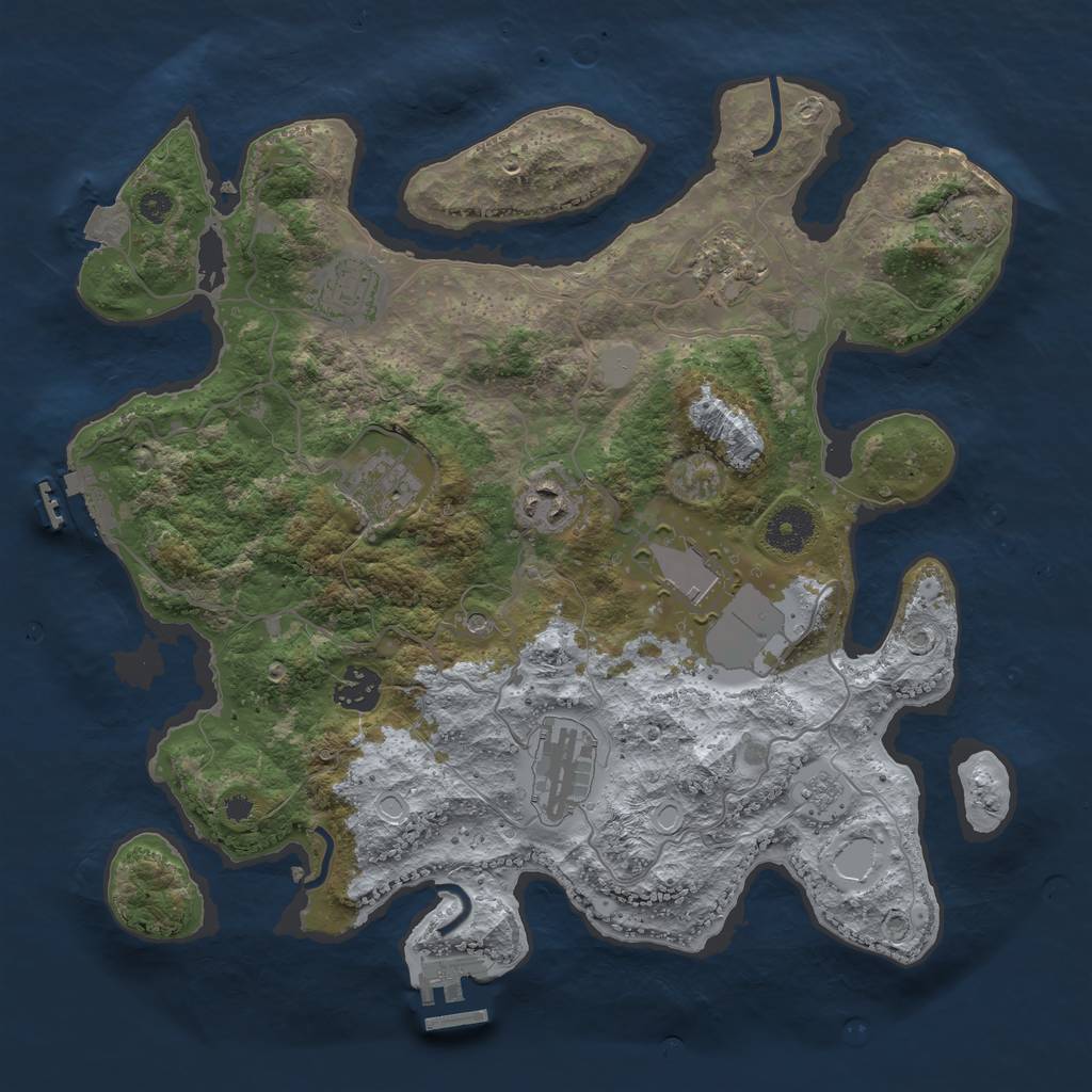 Rust Map: Procedural Map, Size: 3500, Seed: 930393551, 15 Monuments