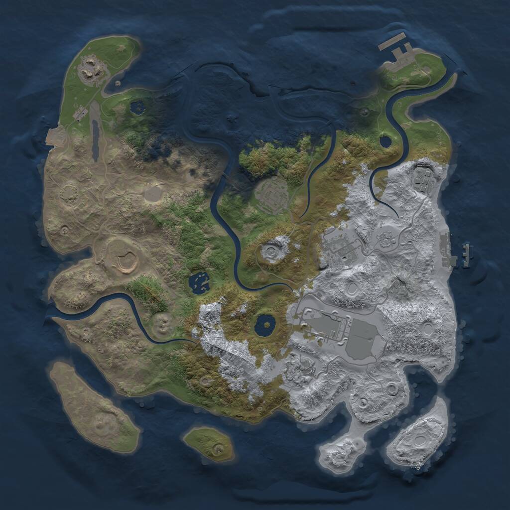 Rust Map: Procedural Map, Size: 3500, Seed: 1232316250, 14 Monuments