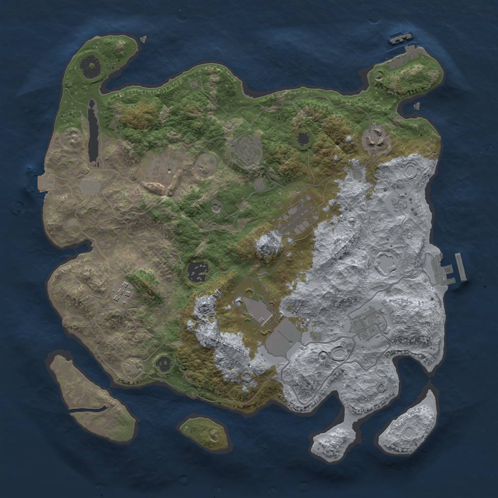 Rust Map: Procedural Map, Size: 3500, Seed: 1232316250, 16 Monuments