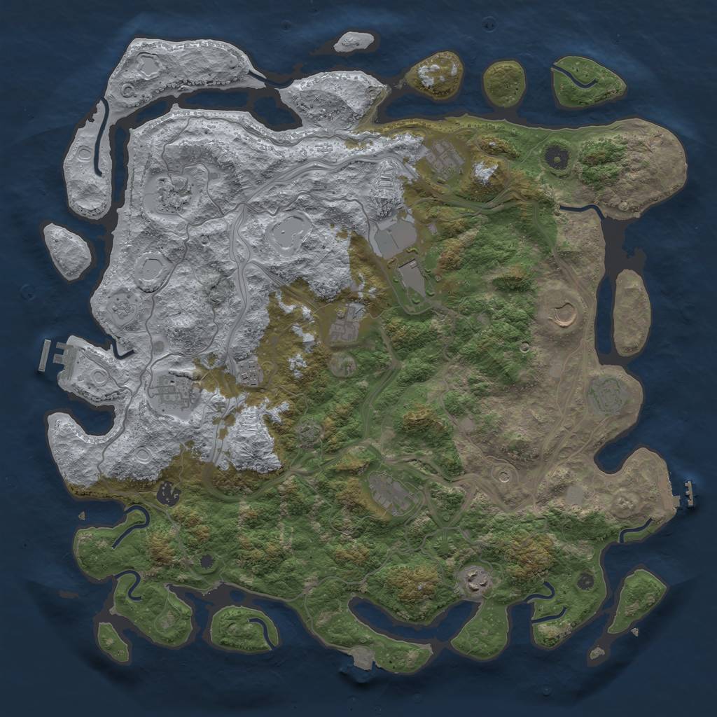 Rust Map: Procedural Map, Size: 4500, Seed: 1211187716, 19 Monuments