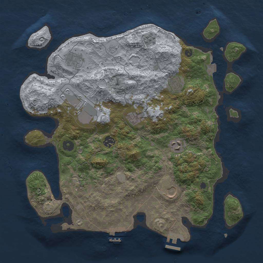 Rust Map: Procedural Map, Size: 3500, Seed: 1135889063, 16 Monuments