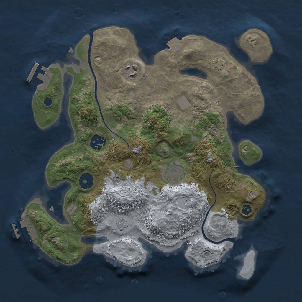 Rust Map: Procedural Map, Size: 3000, Seed: 1520785475, 9 Monuments