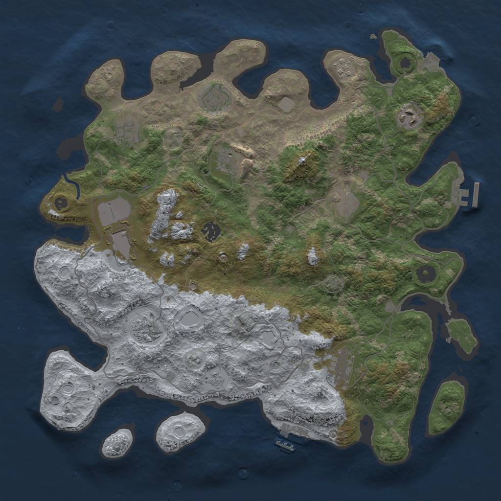 Rust Map: Procedural Map, Size: 4000, Seed: 1400566461, 18 Monuments