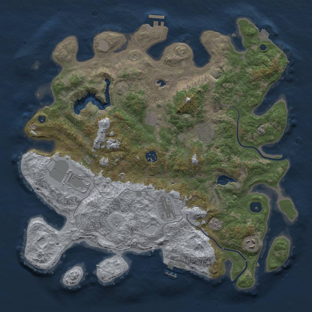Rust Map: Procedural Map, Size: 4000, Seed: 1400566461, 13 Monuments