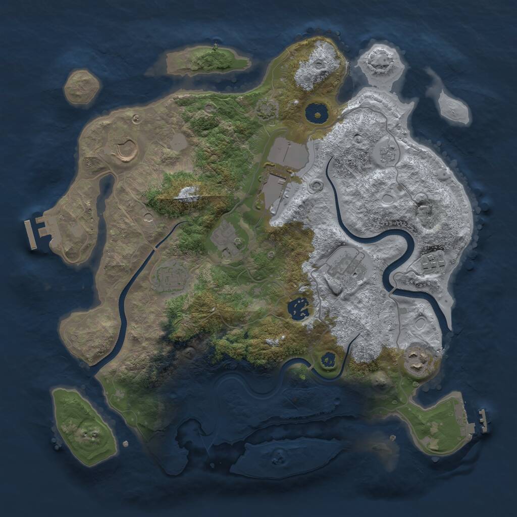 Rust Map: Procedural Map, Size: 3500, Seed: 79636254, 14 Monuments