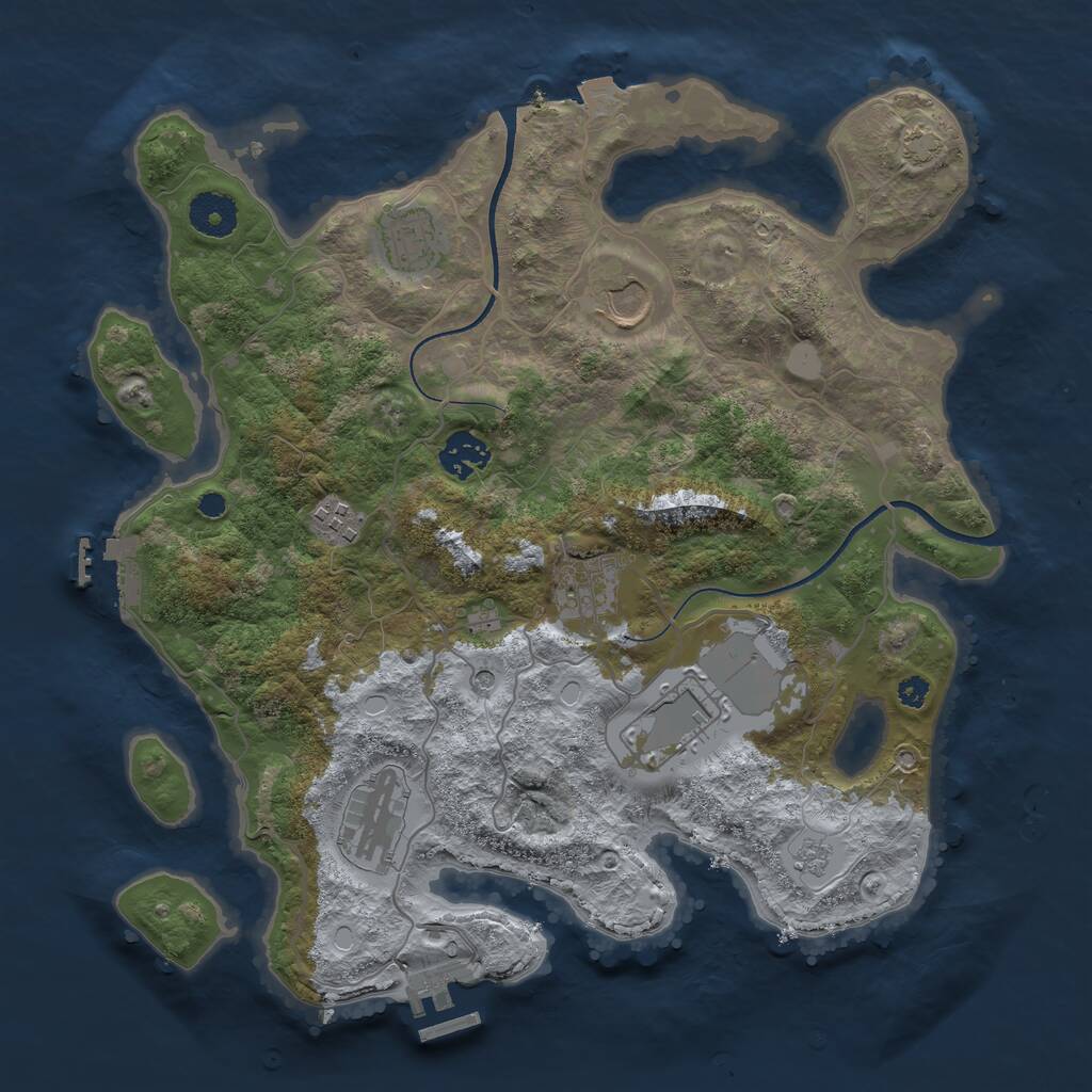 Rust Map: Procedural Map, Size: 3500, Seed: 241896558, 13 Monuments