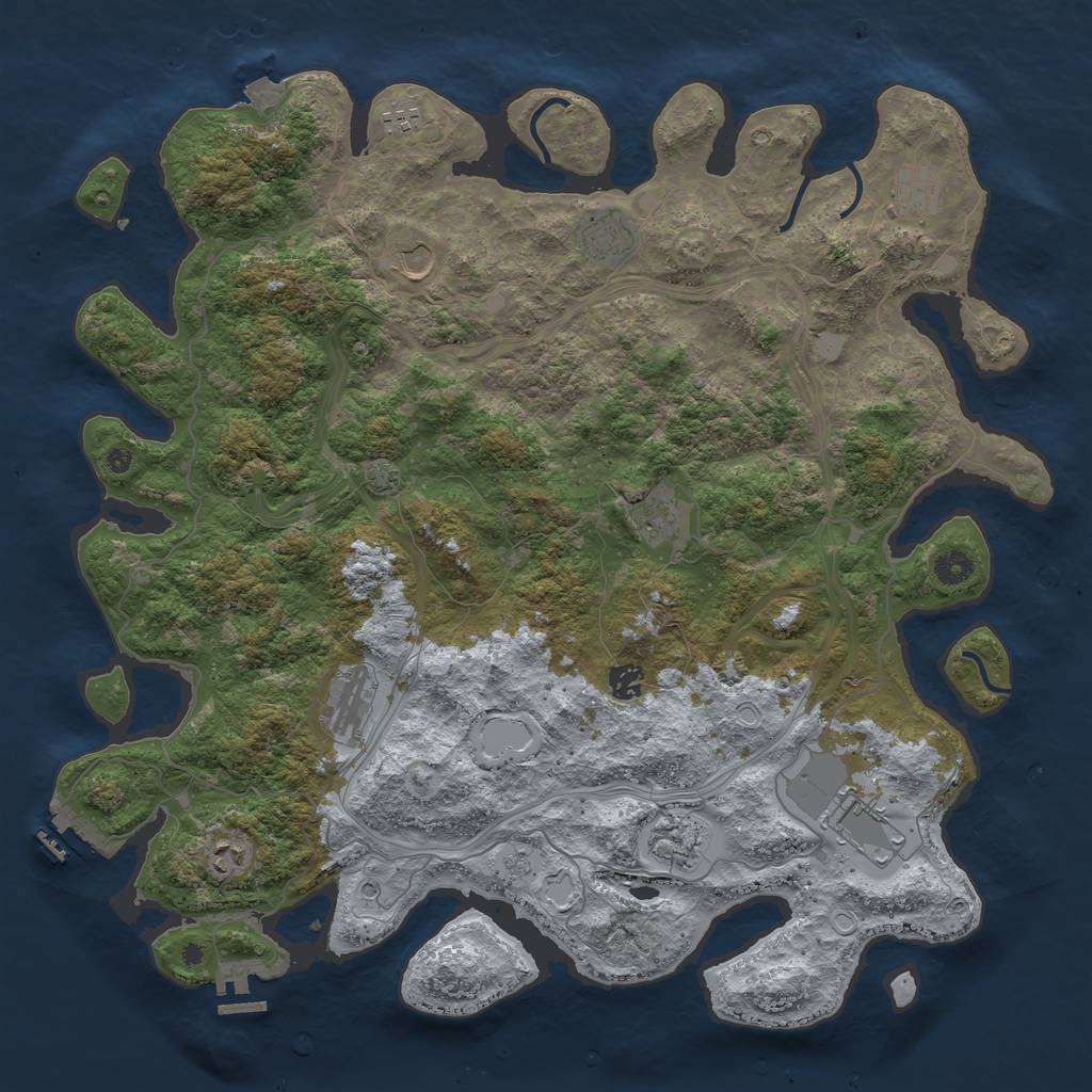 Rust Map: Procedural Map, Size: 4500, Seed: 72443213, 18 Monuments