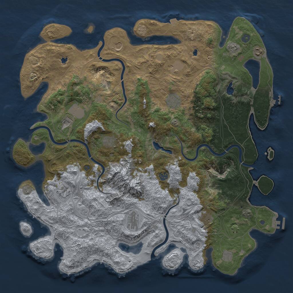 Rust Map: Procedural Map, Size: 5000, Seed: 592432123, 17 Monuments