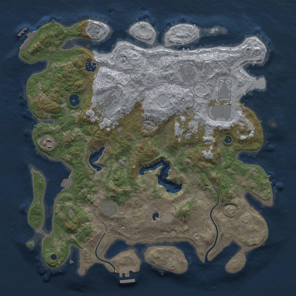 Rust Map: Procedural Map, Size: 4000, Seed: 961604463, 13 Monuments
